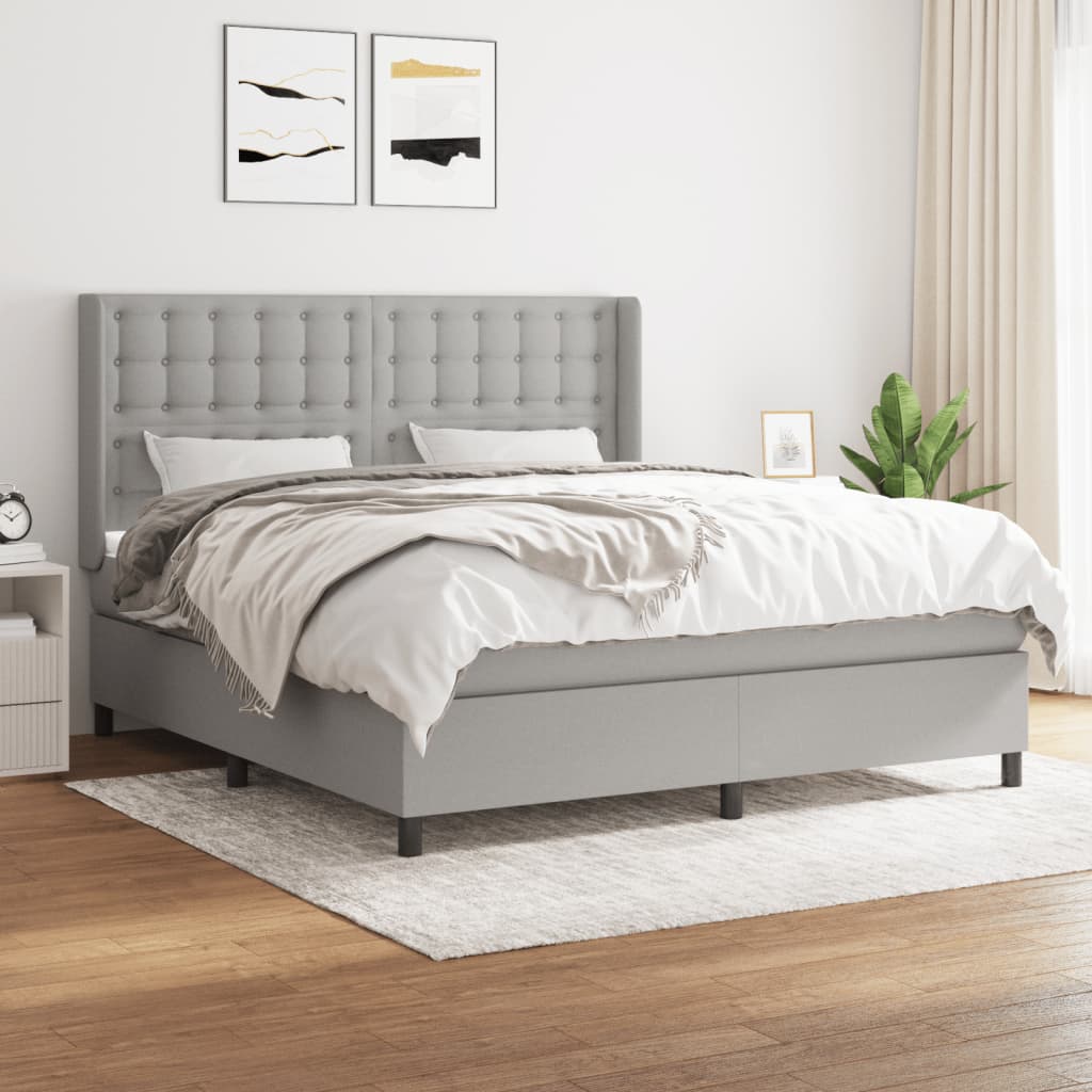 Boxspring met matras stof lichtgrijs 180x200 cm is nu te koop bij PeponiXL, paradijselijk wonen!