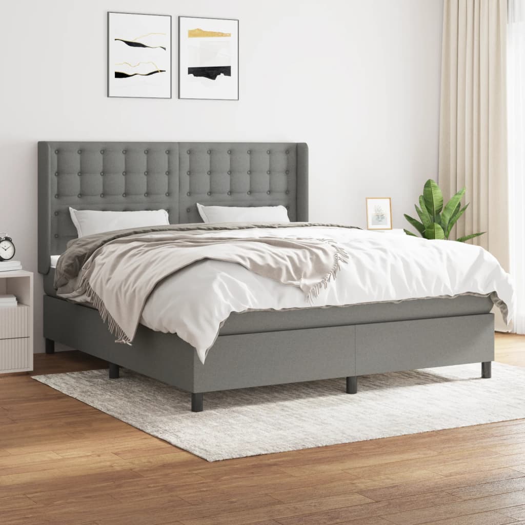 Boxspring met matras stof donkergrijs 180x200 cm is nu te koop bij PeponiXL, paradijselijk wonen!