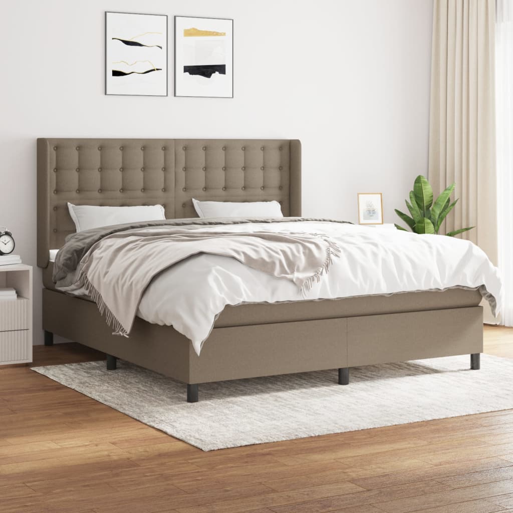 Boxspring met matras stof taupe 180x200 cm is nu te koop bij PeponiXL, paradijselijk wonen!