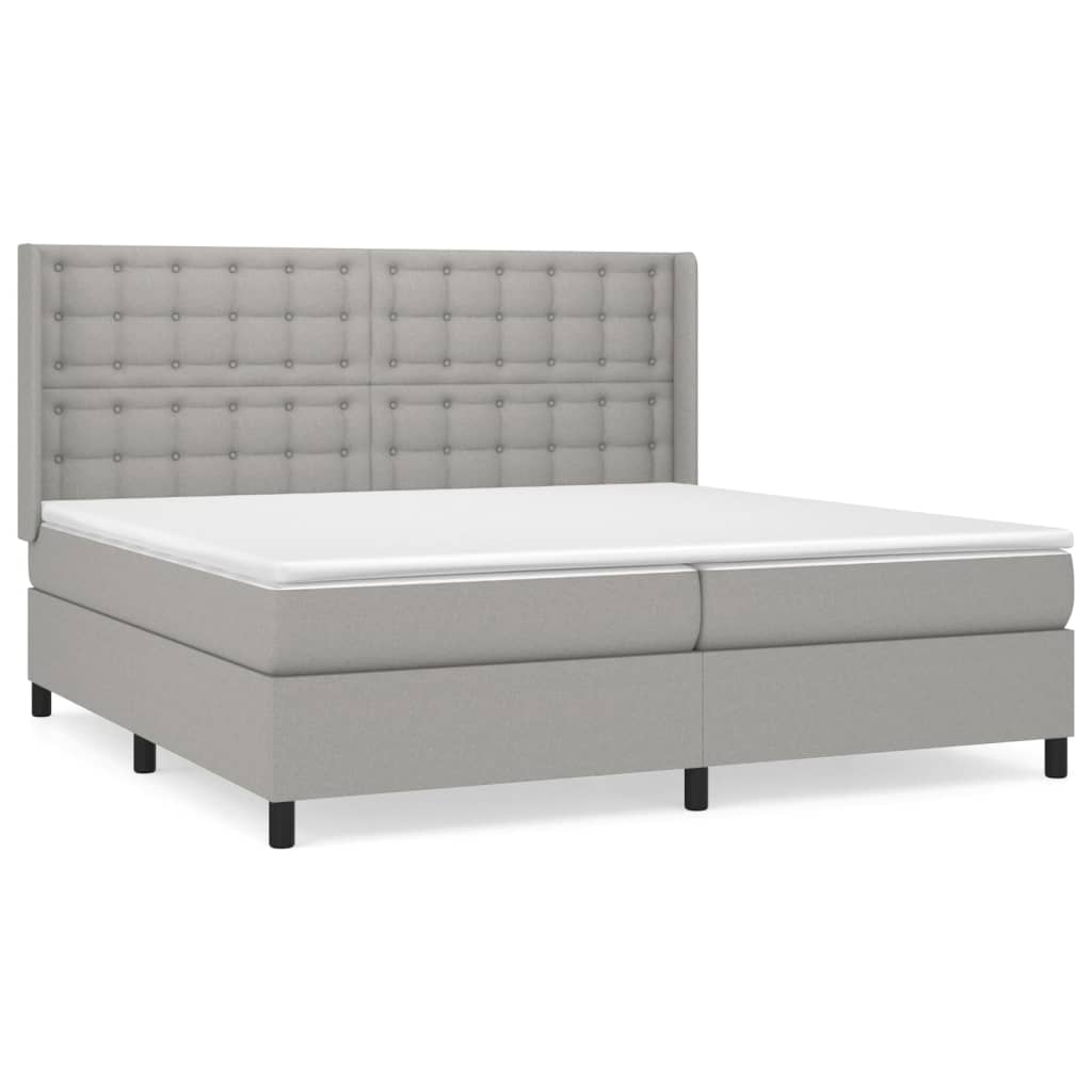 Boxspring met matras stof lichtgrijs 200x200 cm is nu te koop bij PeponiXL, paradijselijk wonen!