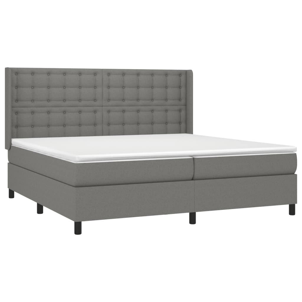 Boxspring met matras stof donkergrijs 200x200 cm is nu te koop bij PeponiXL, paradijselijk wonen!