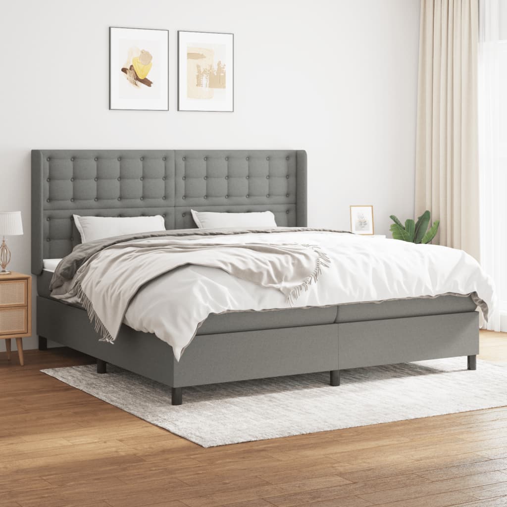 Boxspring met matras stof donkergrijs 200x200 cm is nu te koop bij PeponiXL, paradijselijk wonen!