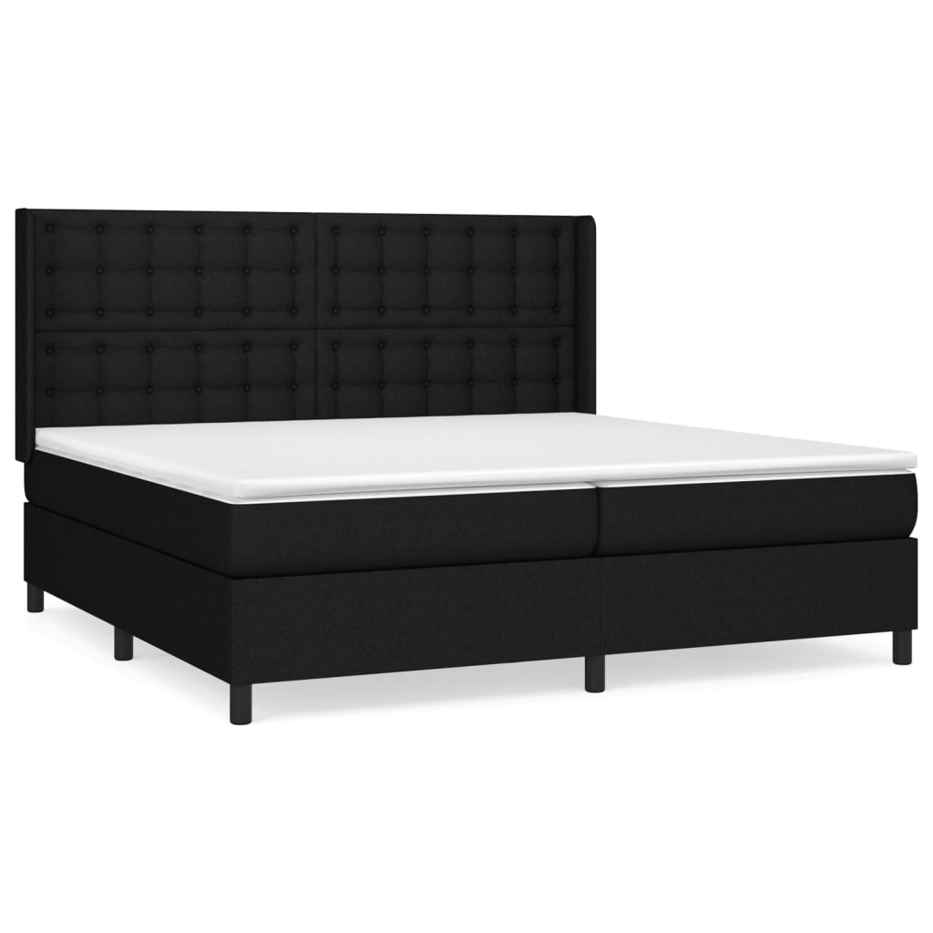Boxspring met matras stof zwart 200x200 cm is nu te koop bij PeponiXL, paradijselijk wonen!