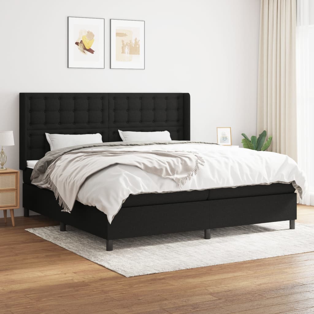 Boxspring met matras stof zwart 200x200 cm is nu te koop bij PeponiXL, paradijselijk wonen!