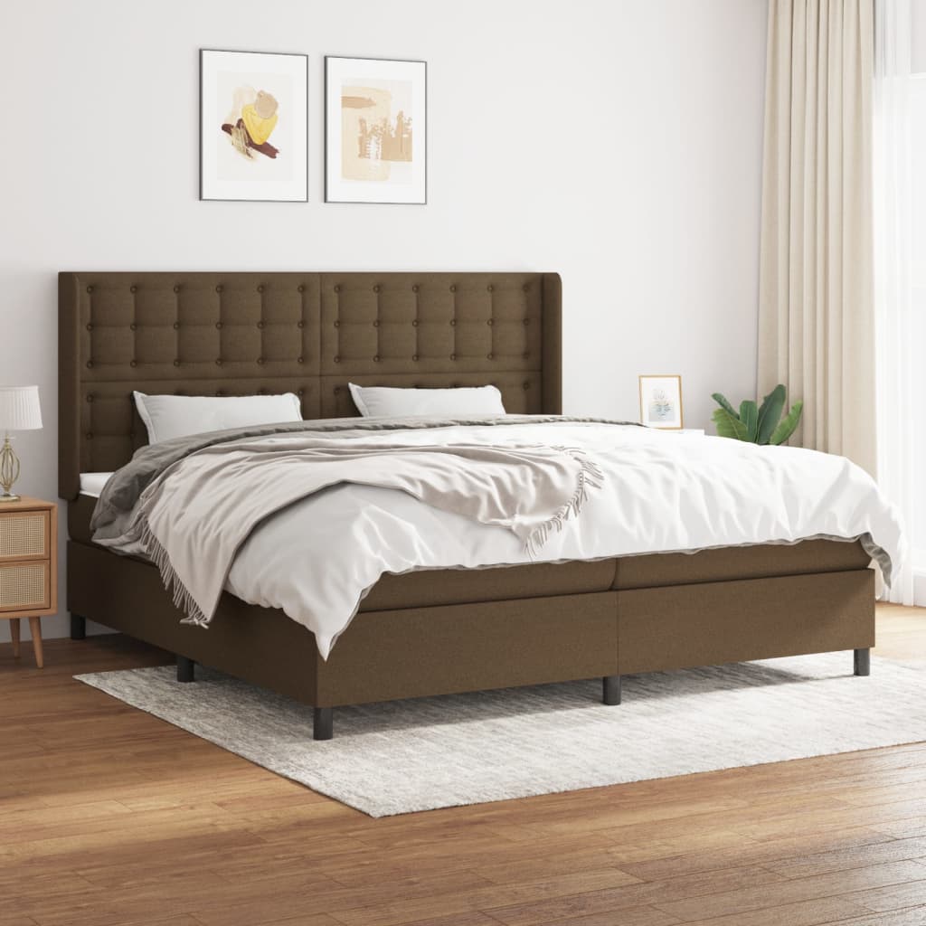 Boxspring met matras stof donkerbruin 200x200 cm is nu te koop bij PeponiXL, paradijselijk wonen!