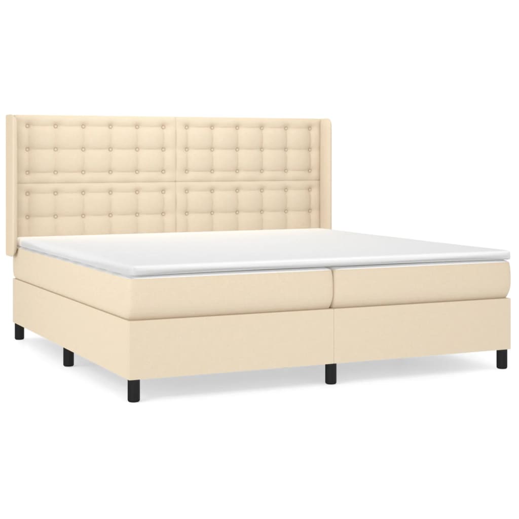 Boxspring met matras stof crèmekleurig 200x200 cm is nu te koop bij PeponiXL, paradijselijk wonen!