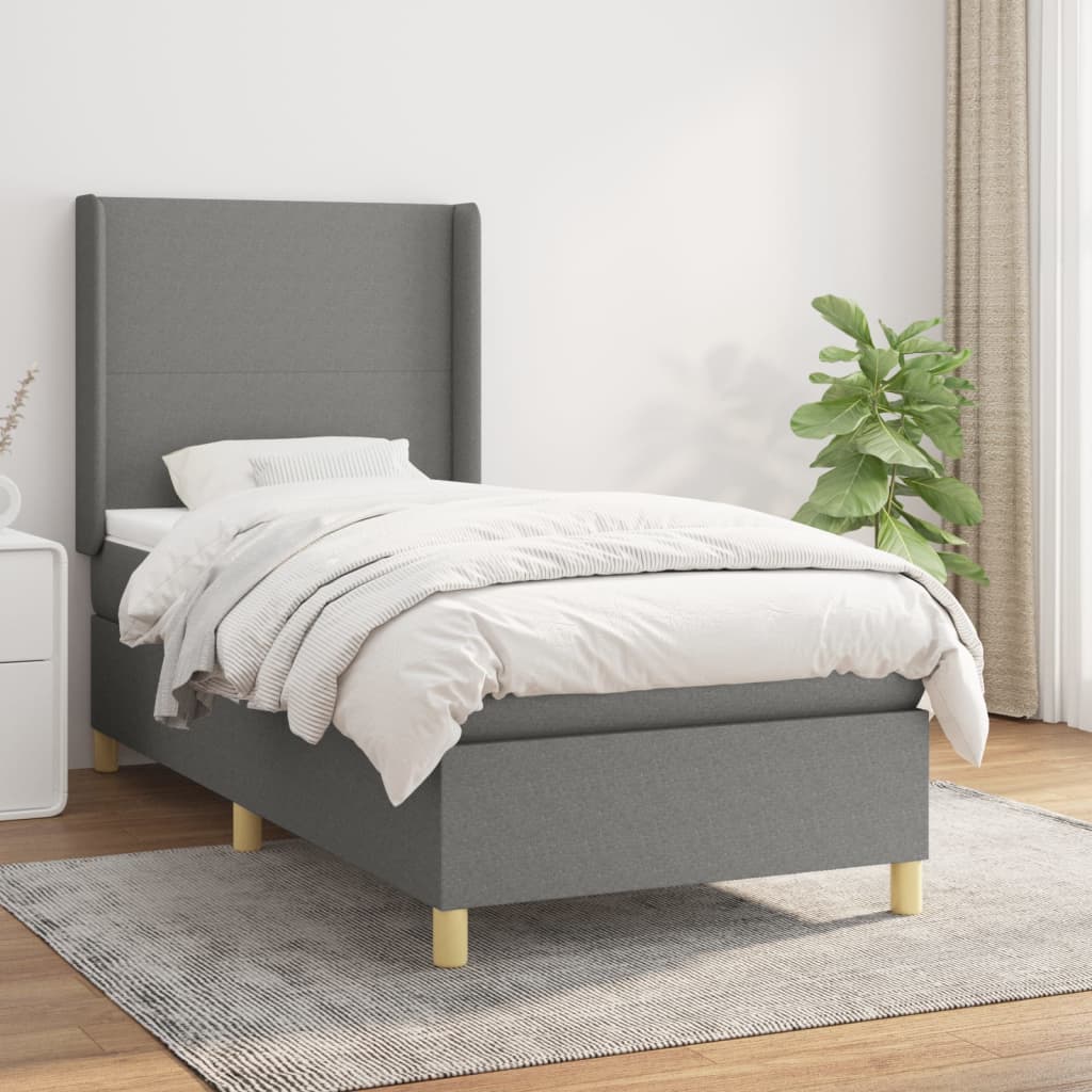 Boxspring met matras stof donkergrijs 80x200 cm is nu te koop bij PeponiXL, paradijselijk wonen!
