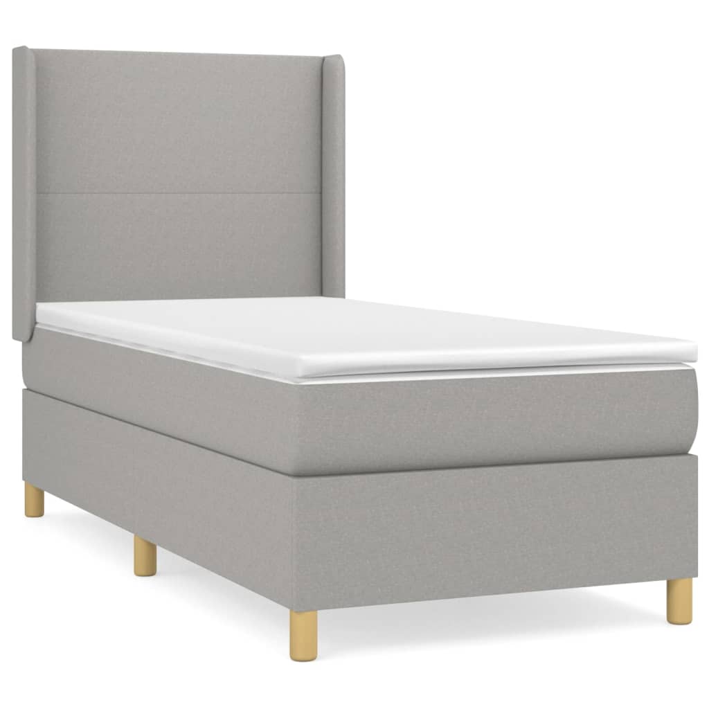 Boxspring met matras stof lichtgrijs 90x190 cm is nu te koop bij PeponiXL, paradijselijk wonen!