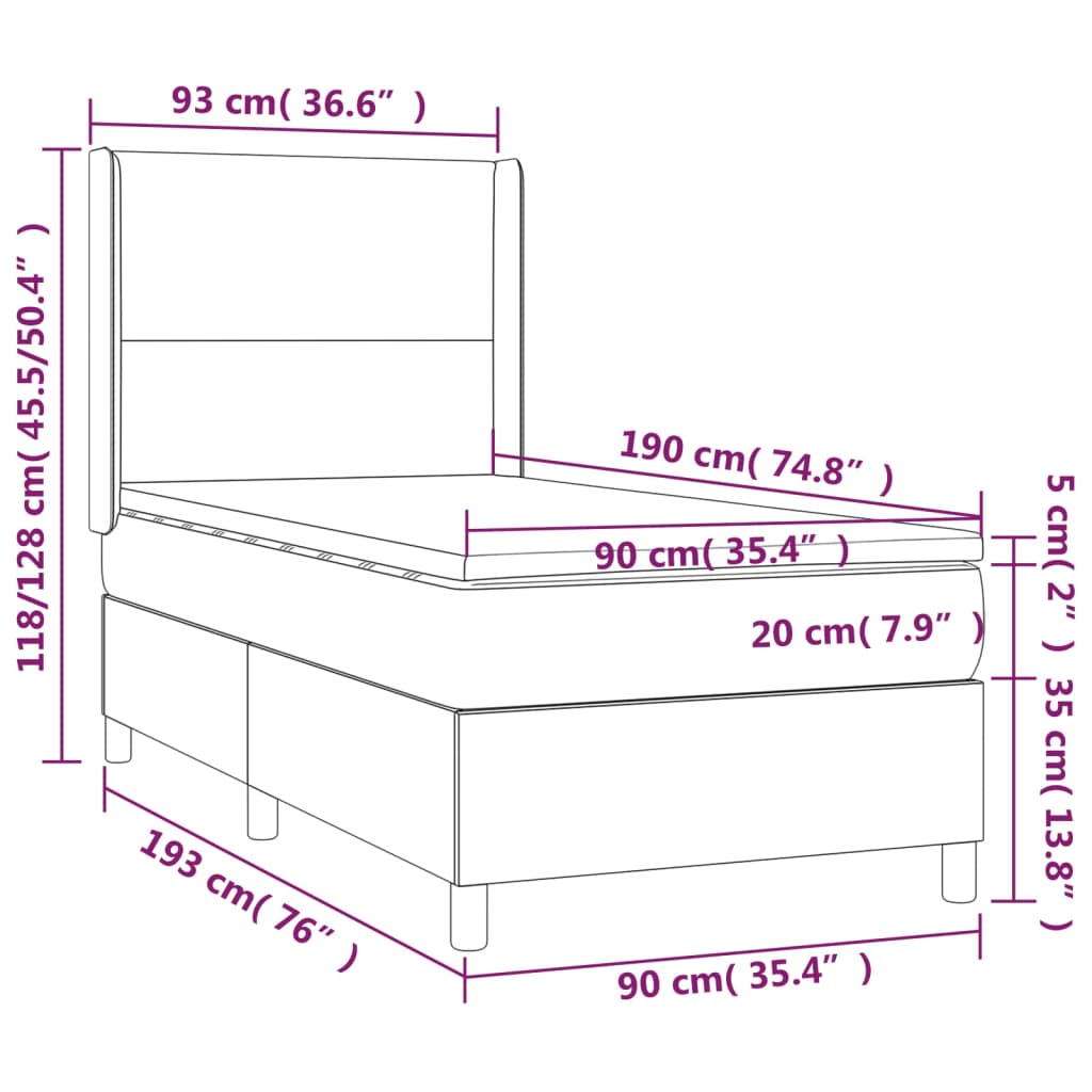 Boxspring met matras stof donkergrijs 90x190 cm is nu te koop bij PeponiXL, paradijselijk wonen!