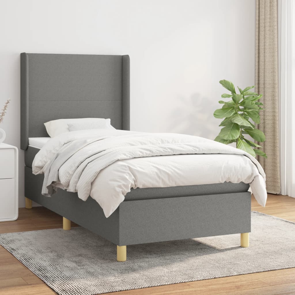 Boxspring met matras stof donkergrijs 90x190 cm is nu te koop bij PeponiXL, paradijselijk wonen!