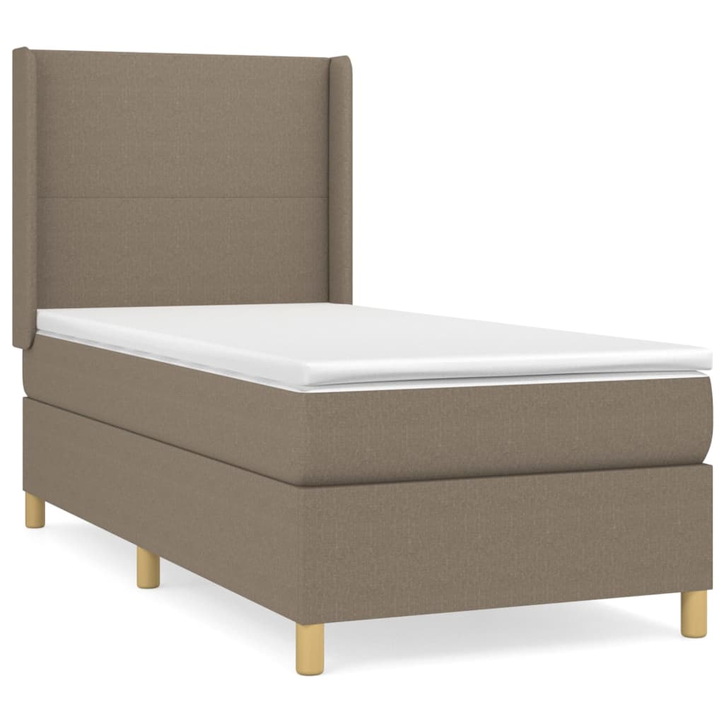 Boxspring met matras stof taupe 90x190 cm is nu te koop bij PeponiXL, paradijselijk wonen!