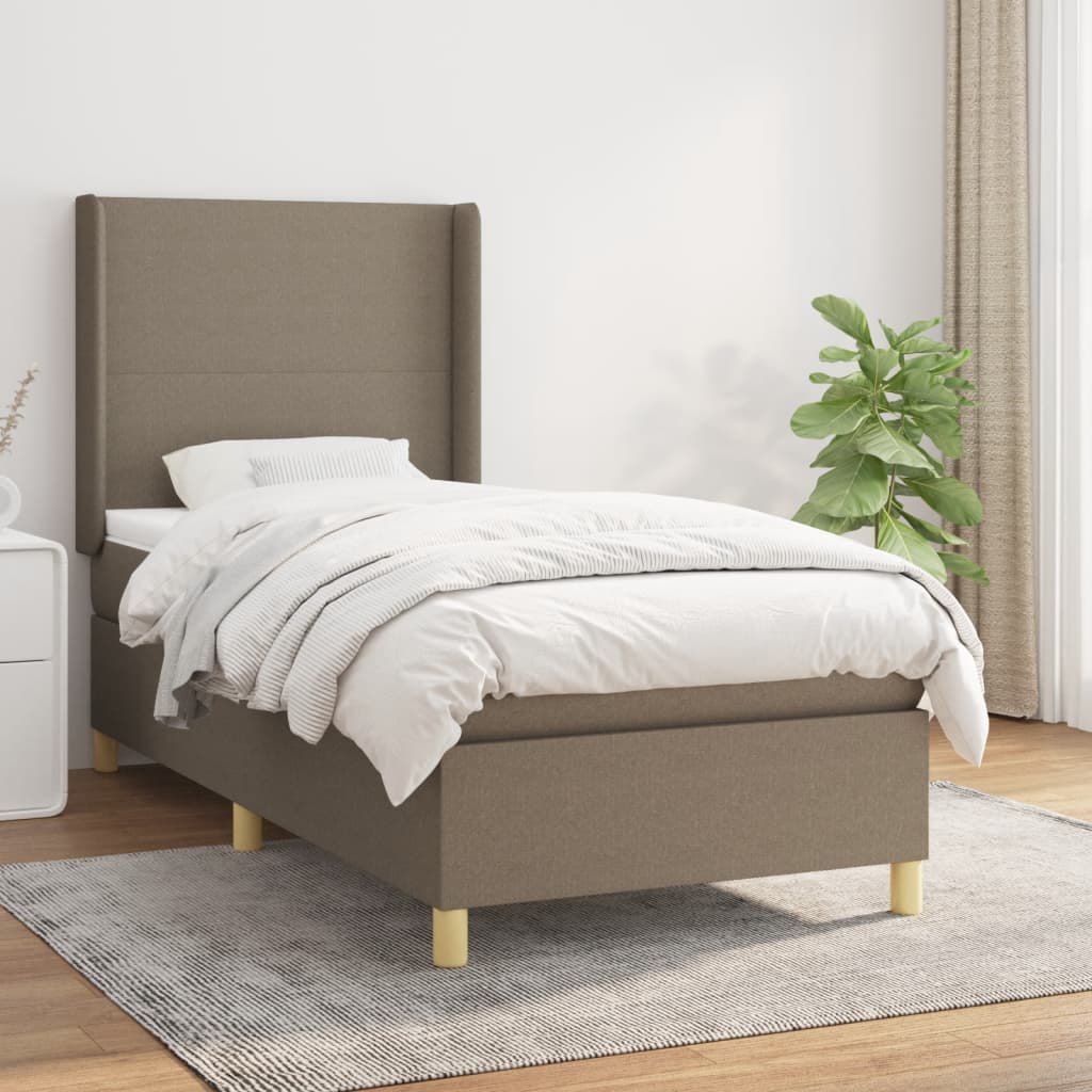 Boxspring met matras stof taupe 90x190 cm is nu te koop bij PeponiXL, paradijselijk wonen!