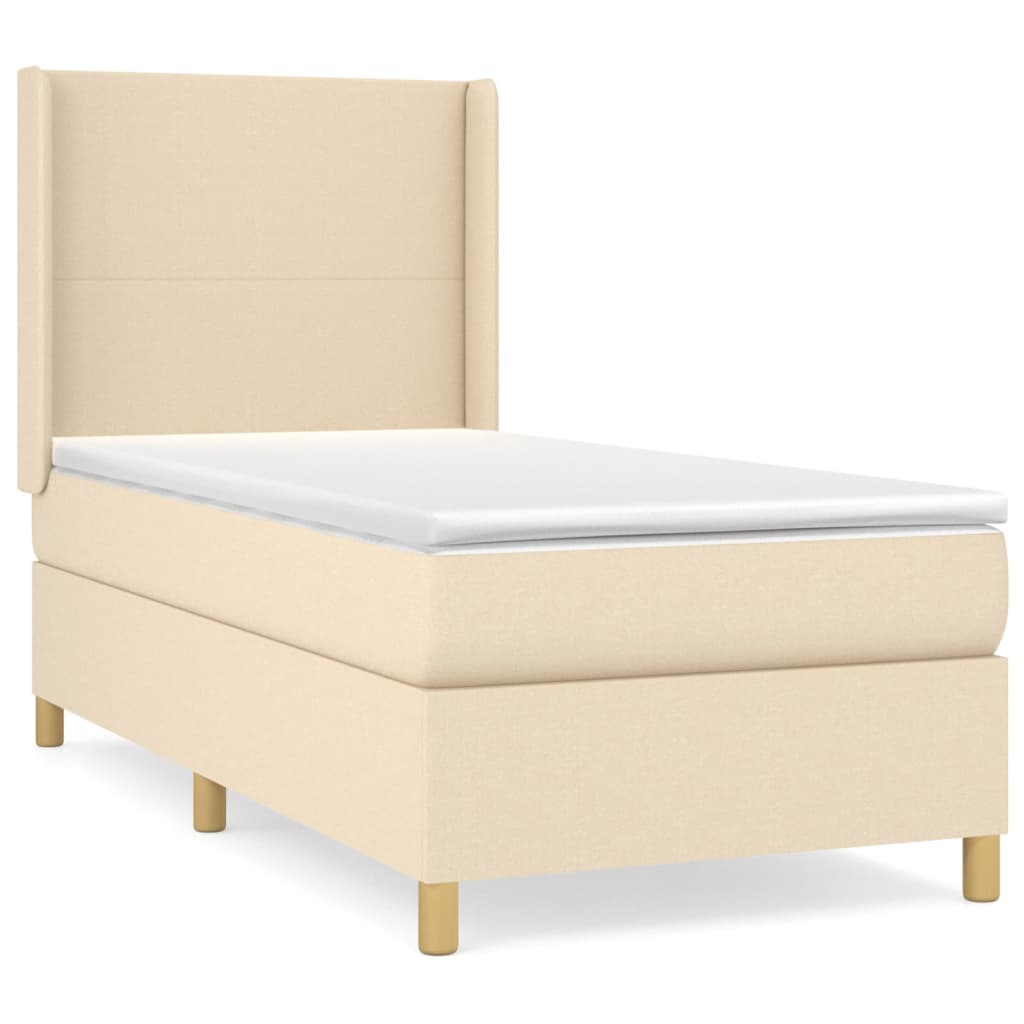 Boxspring met matras stof crèmekleurig 90x190 cm is nu te koop bij PeponiXL, paradijselijk wonen!