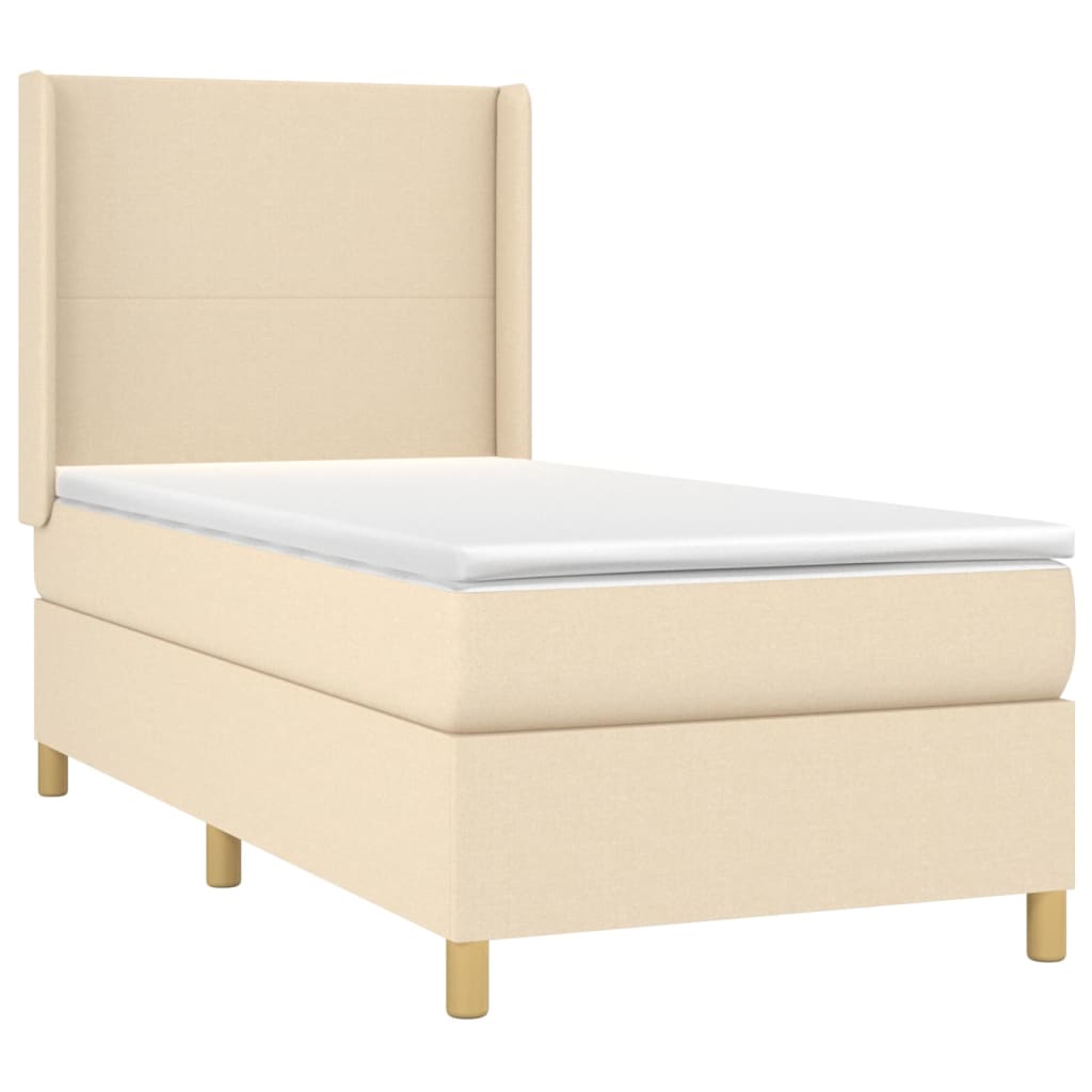 Boxspring met matras stof crèmekleurig 90x190 cm is nu te koop bij PeponiXL, paradijselijk wonen!