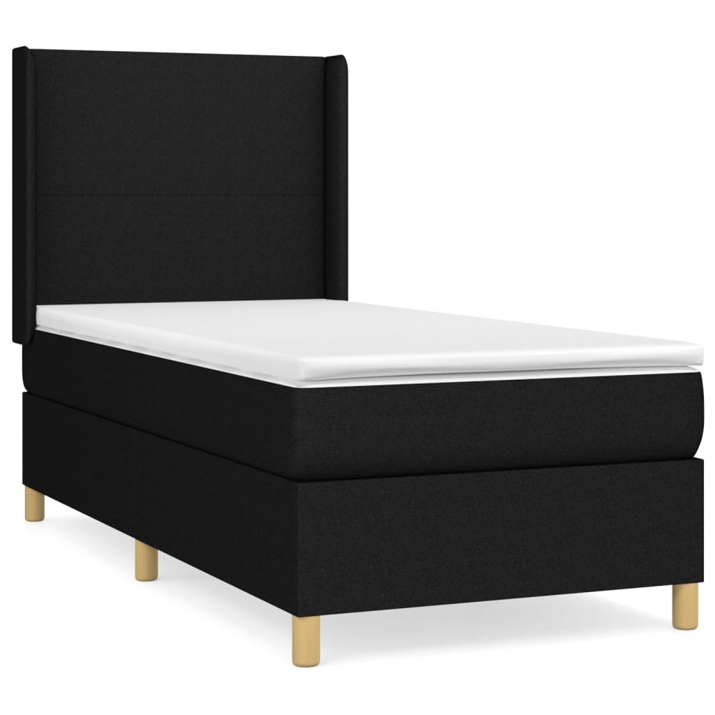 Boxspring met matras stof zwart 90x200 cm is nu te koop bij PeponiXL, paradijselijk wonen!