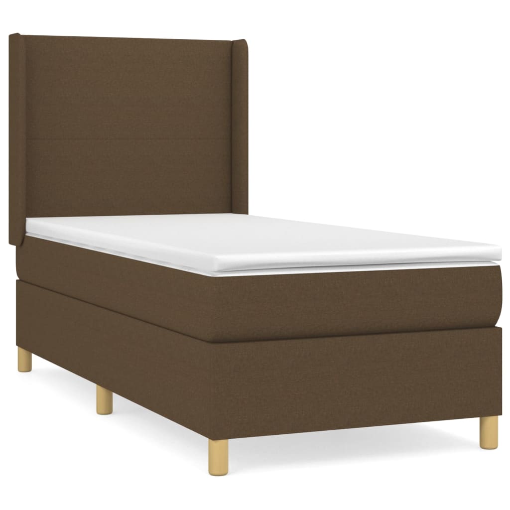 Boxspring met matras stof donkerbruin 90x200 cm is nu te koop bij PeponiXL, paradijselijk wonen!