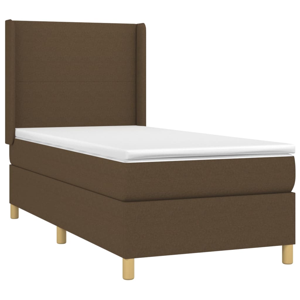 Boxspring met matras stof donkerbruin 90x200 cm is nu te koop bij PeponiXL, paradijselijk wonen!