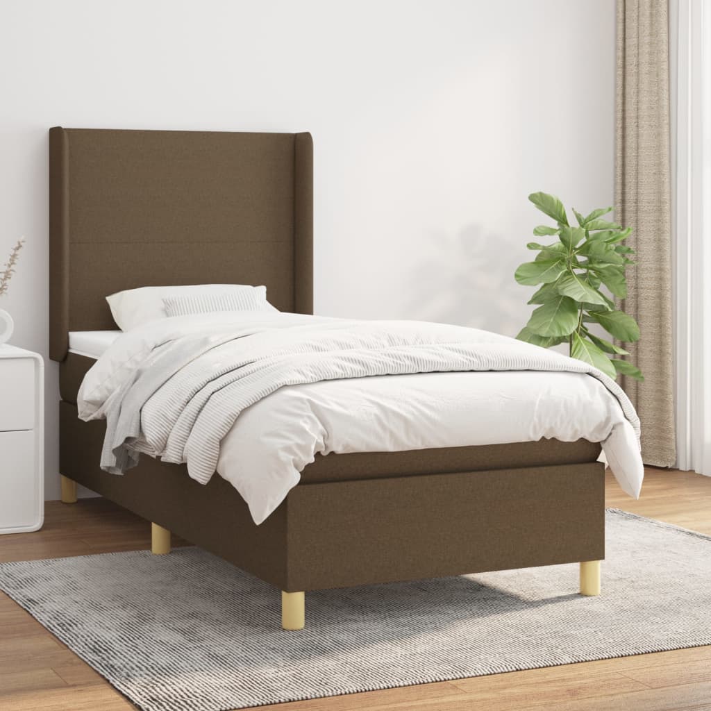 Boxspring met matras stof donkerbruin 90x200 cm is nu te koop bij PeponiXL, paradijselijk wonen!