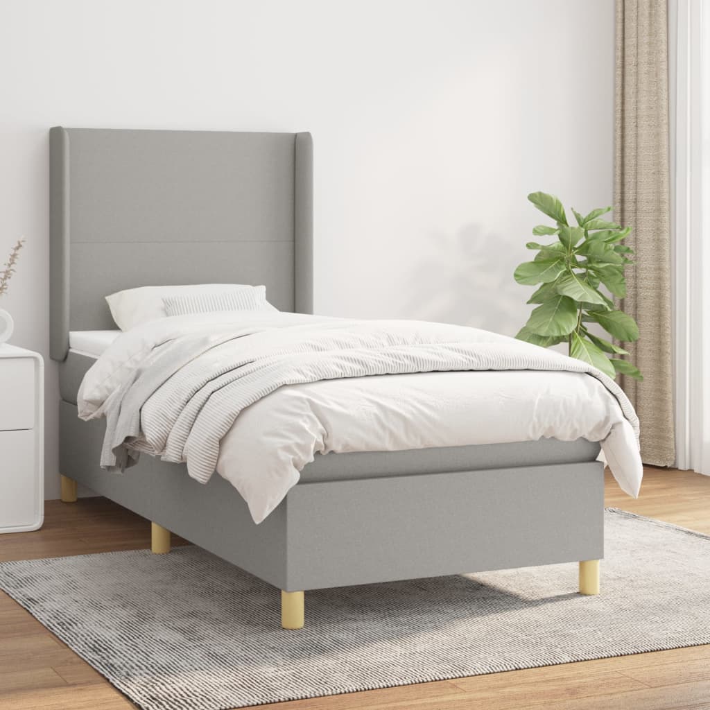 Boxspring met matras stof lichtgrijs 100x200 cm is nu te koop bij PeponiXL, paradijselijk wonen!