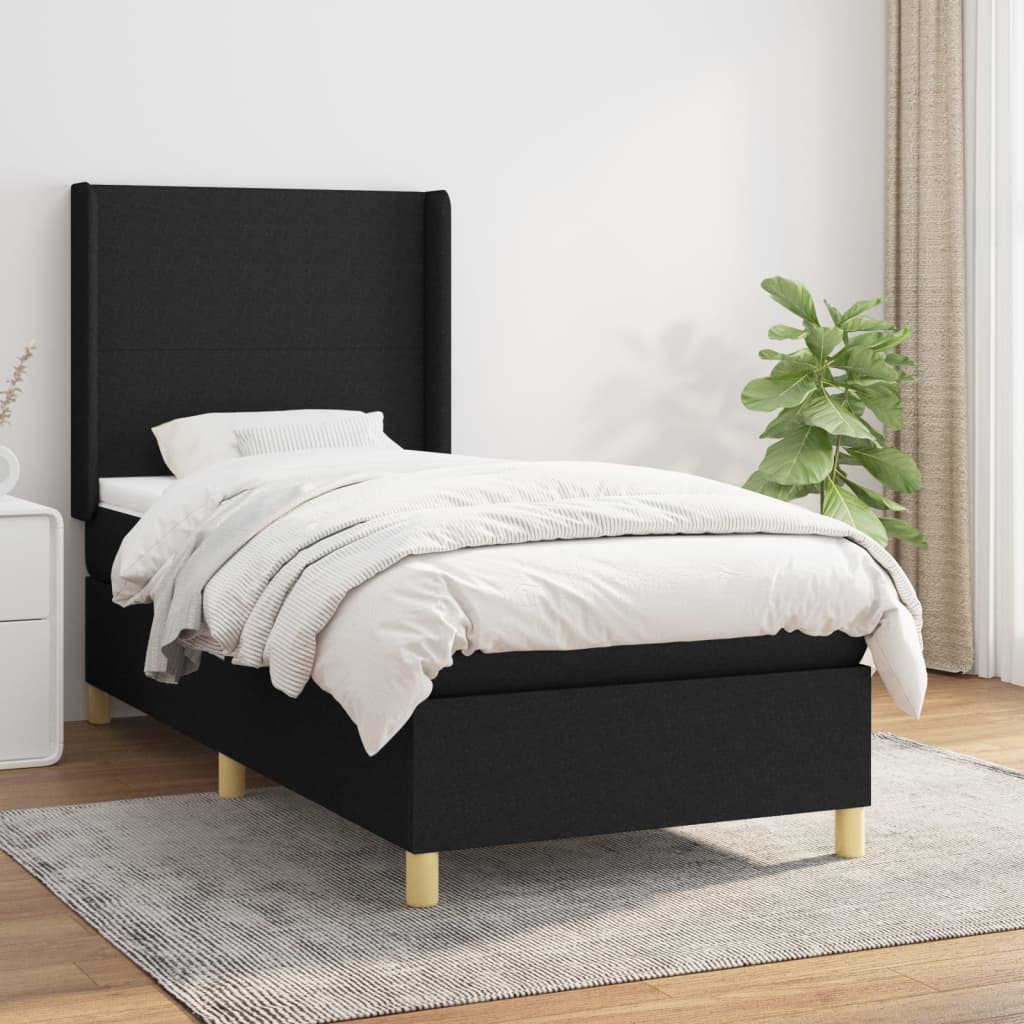 Boxspring met matras stof zwart 100x200 cm is nu te koop bij PeponiXL, paradijselijk wonen!