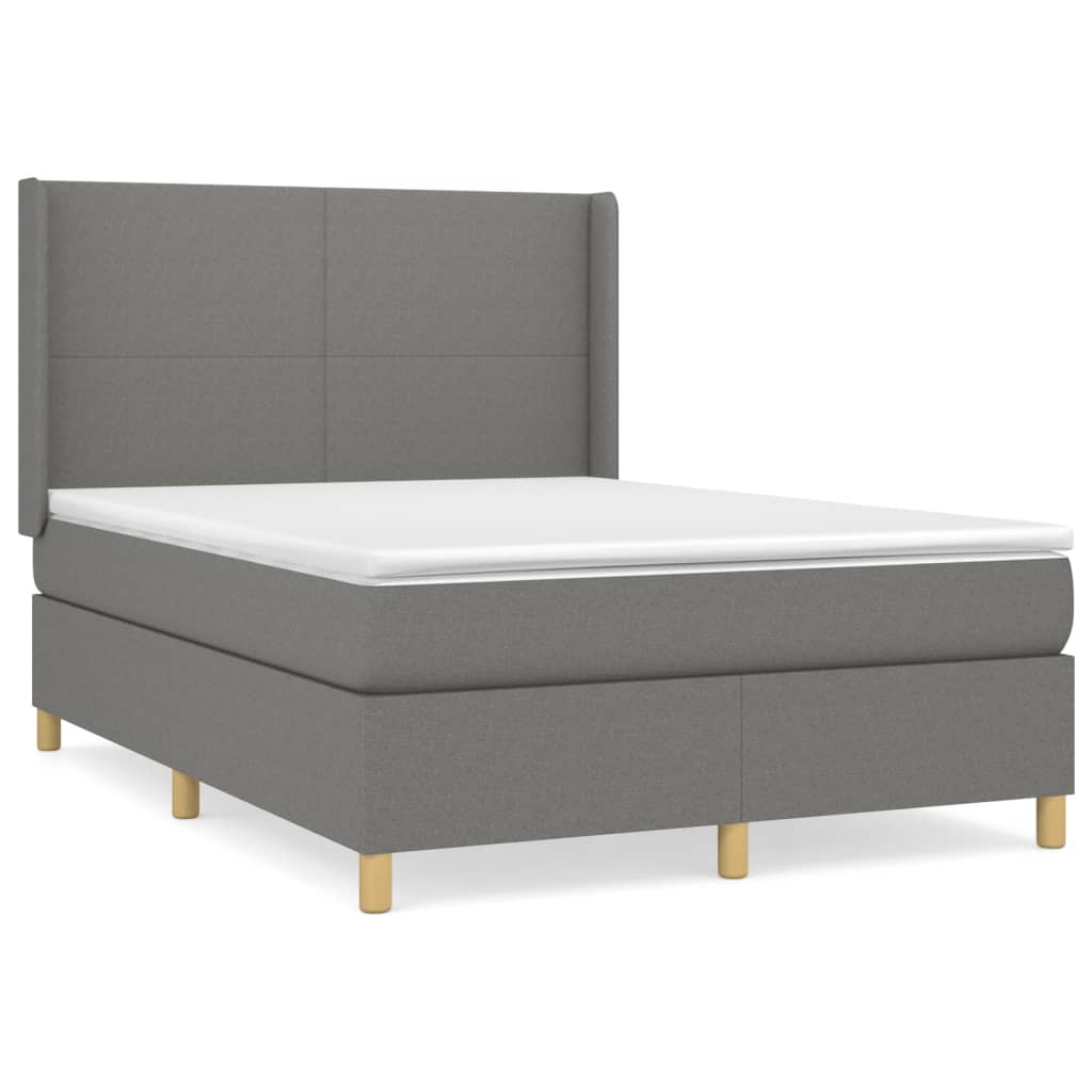 Boxspring met matras stof donkergrijs 140x190 cm is nu te koop bij PeponiXL, paradijselijk wonen!