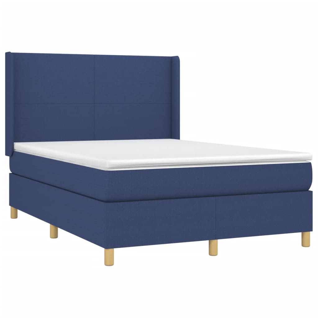 Boxspring met matras stof blauw 140x190 cm is nu te koop bij PeponiXL, paradijselijk wonen!