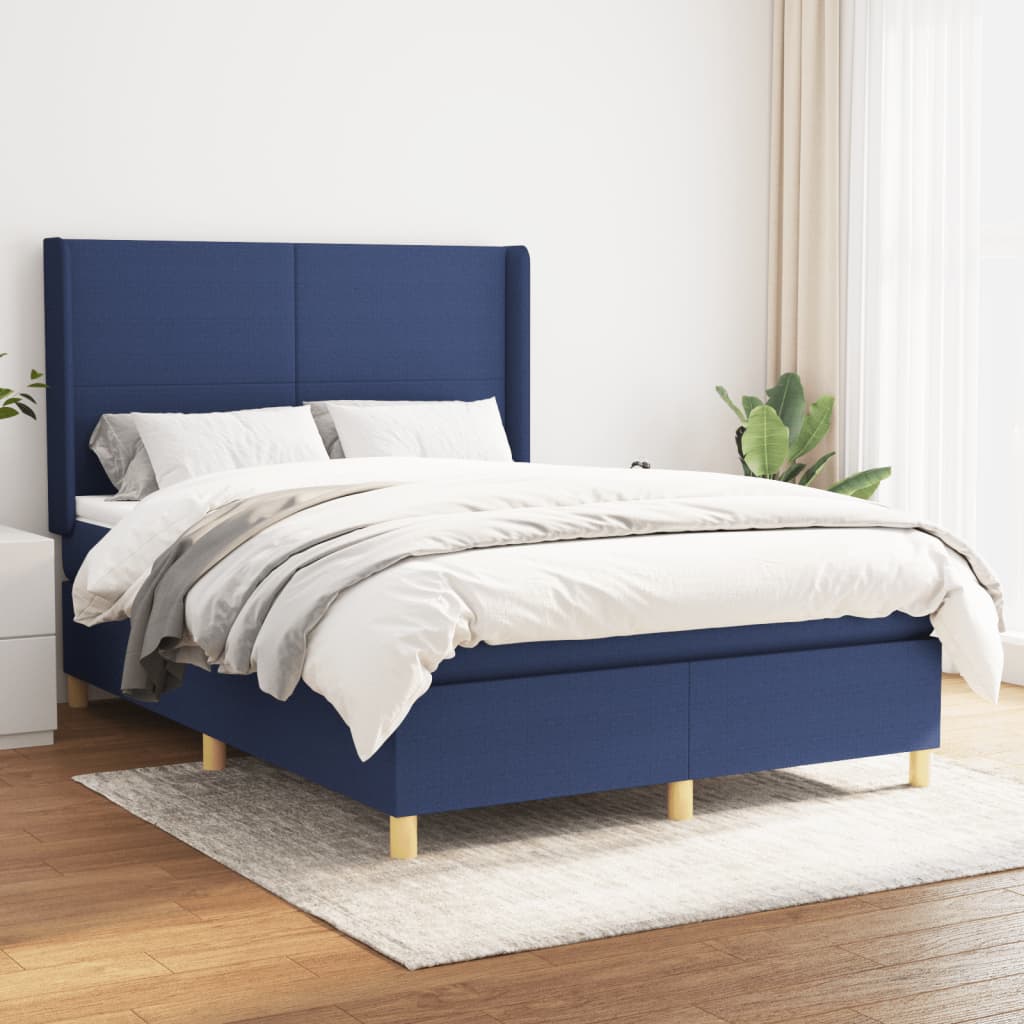 Boxspring met matras stof blauw 140x190 cm is nu te koop bij PeponiXL, paradijselijk wonen!