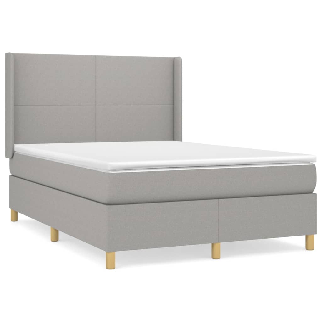 Boxspring met matras stof lichtgrijs 140x200 cm is nu te koop bij PeponiXL, paradijselijk wonen!