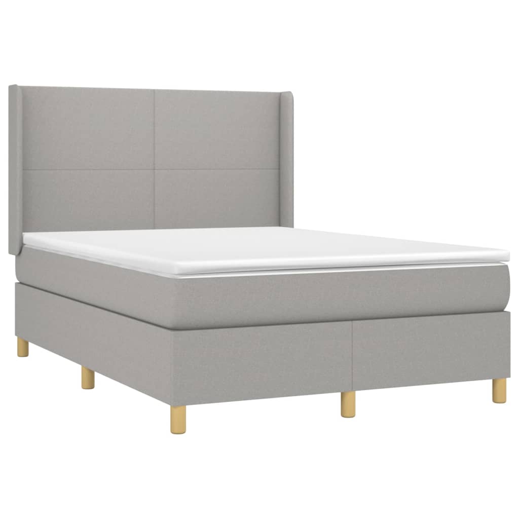 Boxspring met matras stof lichtgrijs 140x200 cm is nu te koop bij PeponiXL, paradijselijk wonen!