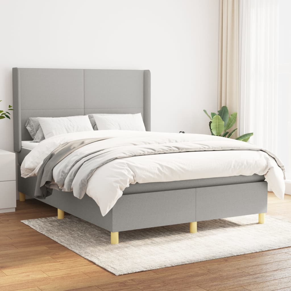 Boxspring met matras stof lichtgrijs 140x200 cm is nu te koop bij PeponiXL, paradijselijk wonen!