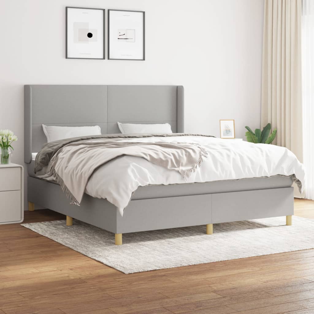 Boxspring met matras stof lichtgrijs 160x200 cm is nu te koop bij PeponiXL, paradijselijk wonen!
