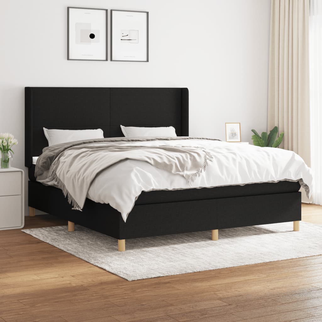 Boxspring met matras stof zwart 160x200 cm is nu te koop bij PeponiXL, paradijselijk wonen!
