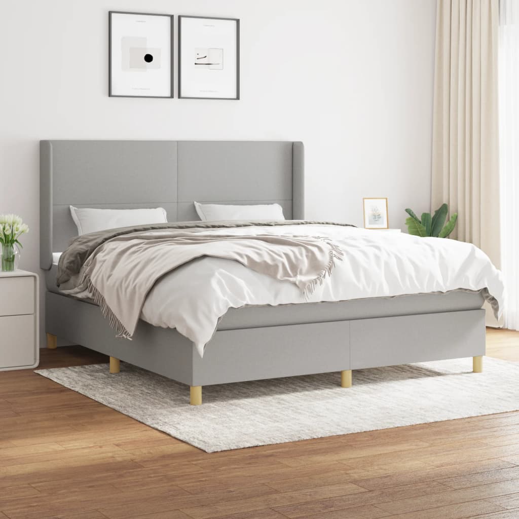 Boxspring met matras stof lichtgrijs 180x200 cm is nu te koop bij PeponiXL, paradijselijk wonen!