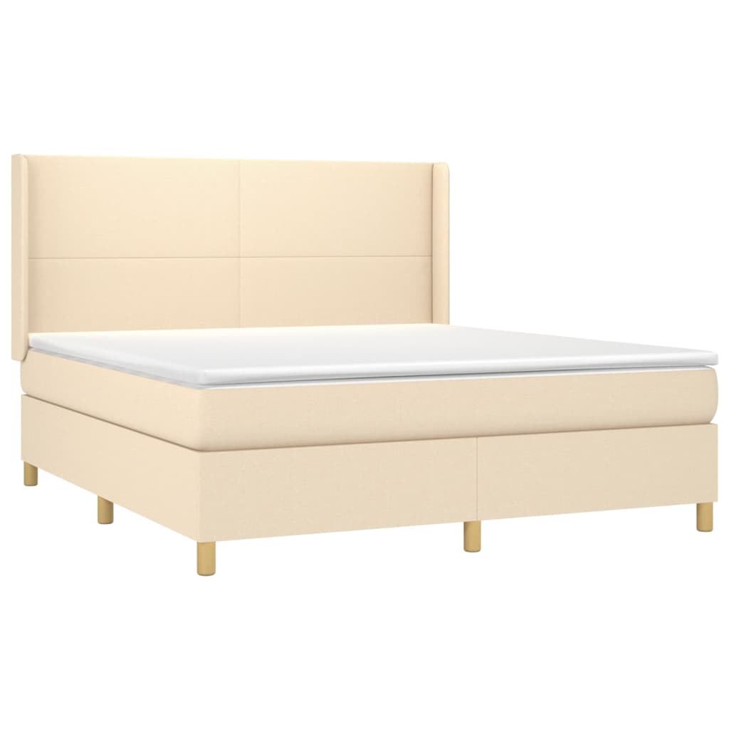 Boxspring met matras stof crèmekleurig 180x200 cm is nu te koop bij PeponiXL, paradijselijk wonen!