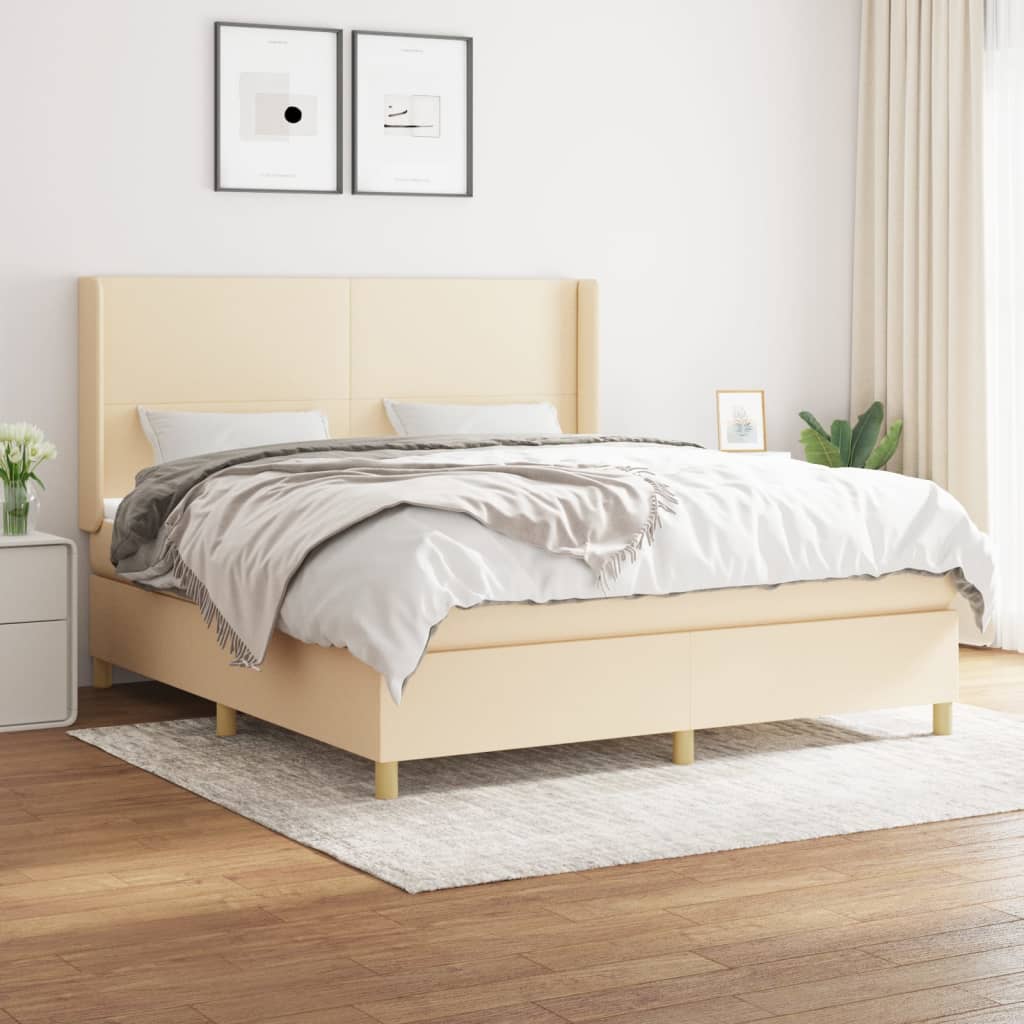 Boxspring met matras stof crèmekleurig 180x200 cm is nu te koop bij PeponiXL, paradijselijk wonen!