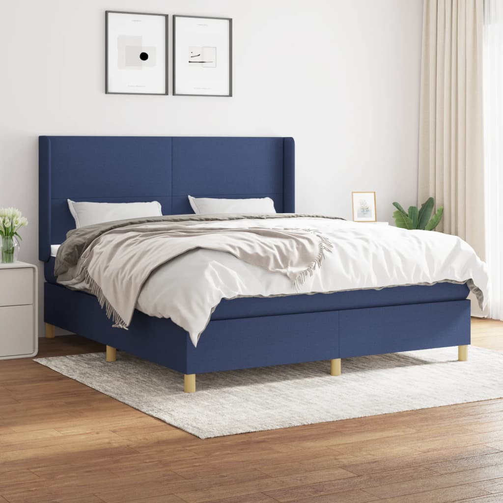 Boxspring met matras stof blauw 180x200 cm is nu te koop bij PeponiXL, paradijselijk wonen!