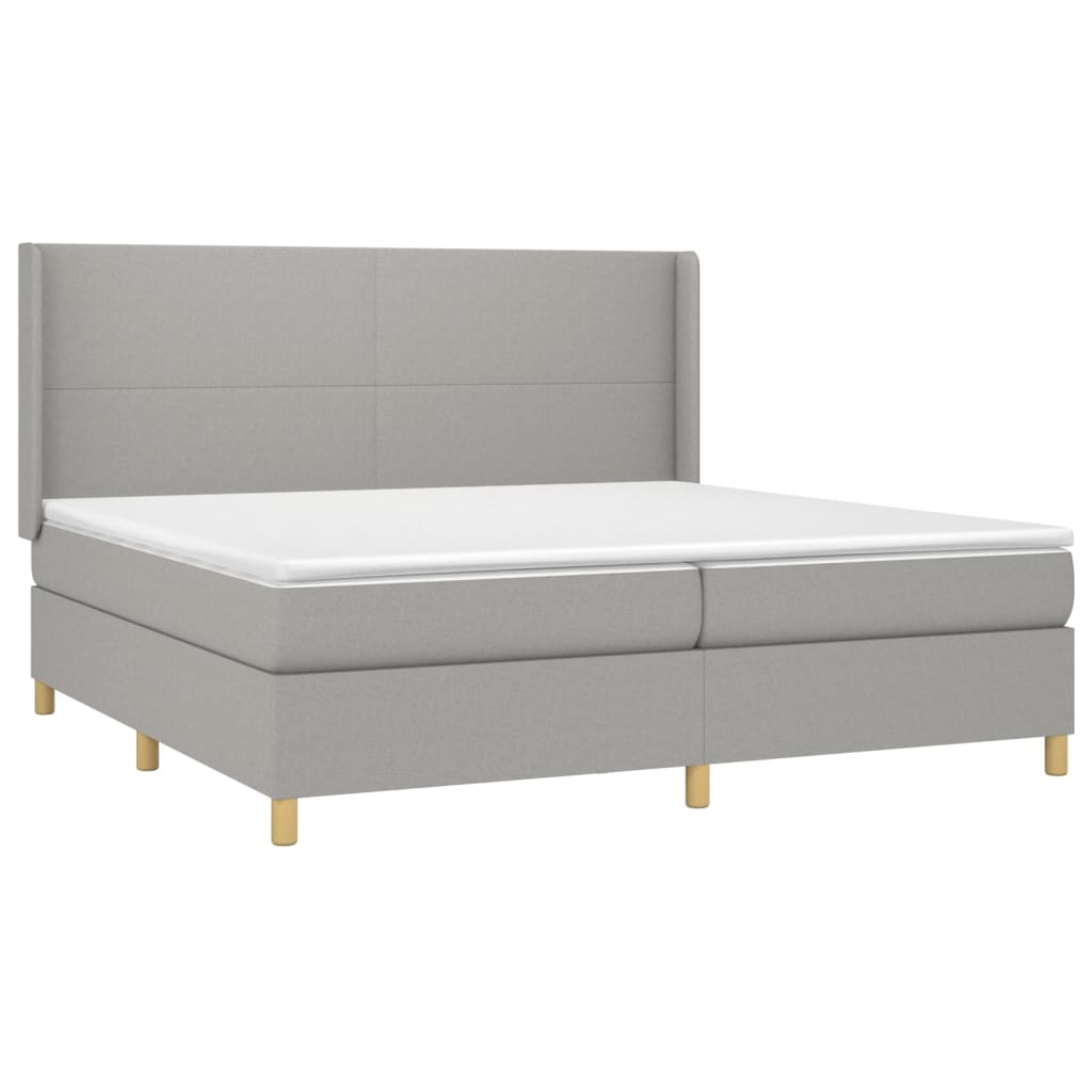 Boxspring met matras stof lichtgrijs 200x200 cm is nu te koop bij PeponiXL, paradijselijk wonen!