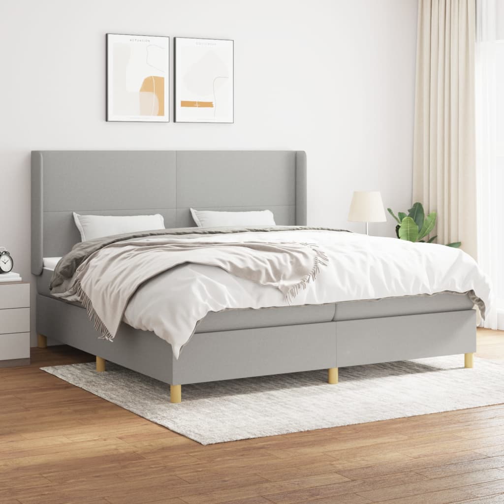 Boxspring met matras stof lichtgrijs 200x200 cm is nu te koop bij PeponiXL, paradijselijk wonen!