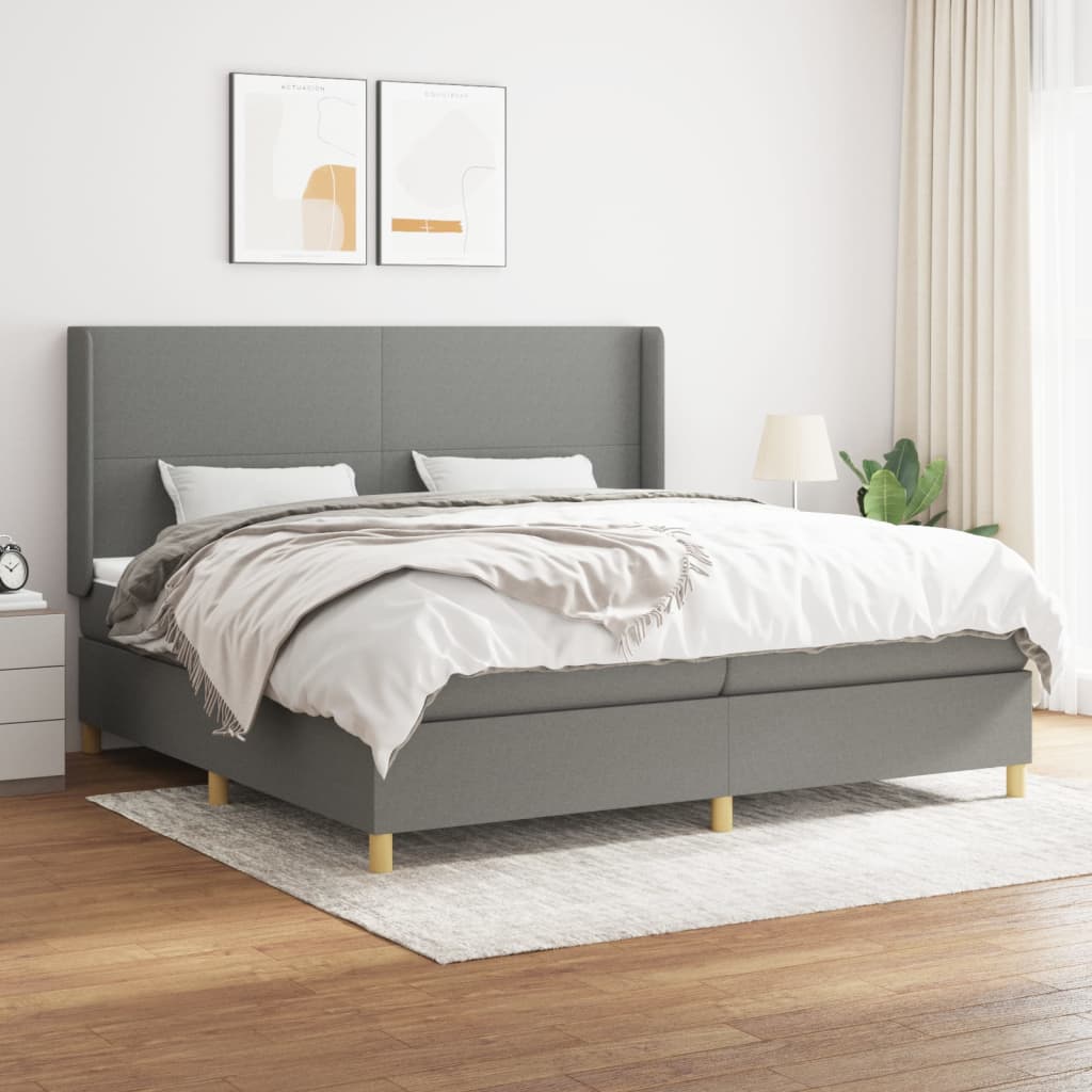 Boxspring met matras stof donkergrijs 200x200 cm is nu te koop bij PeponiXL, paradijselijk wonen!