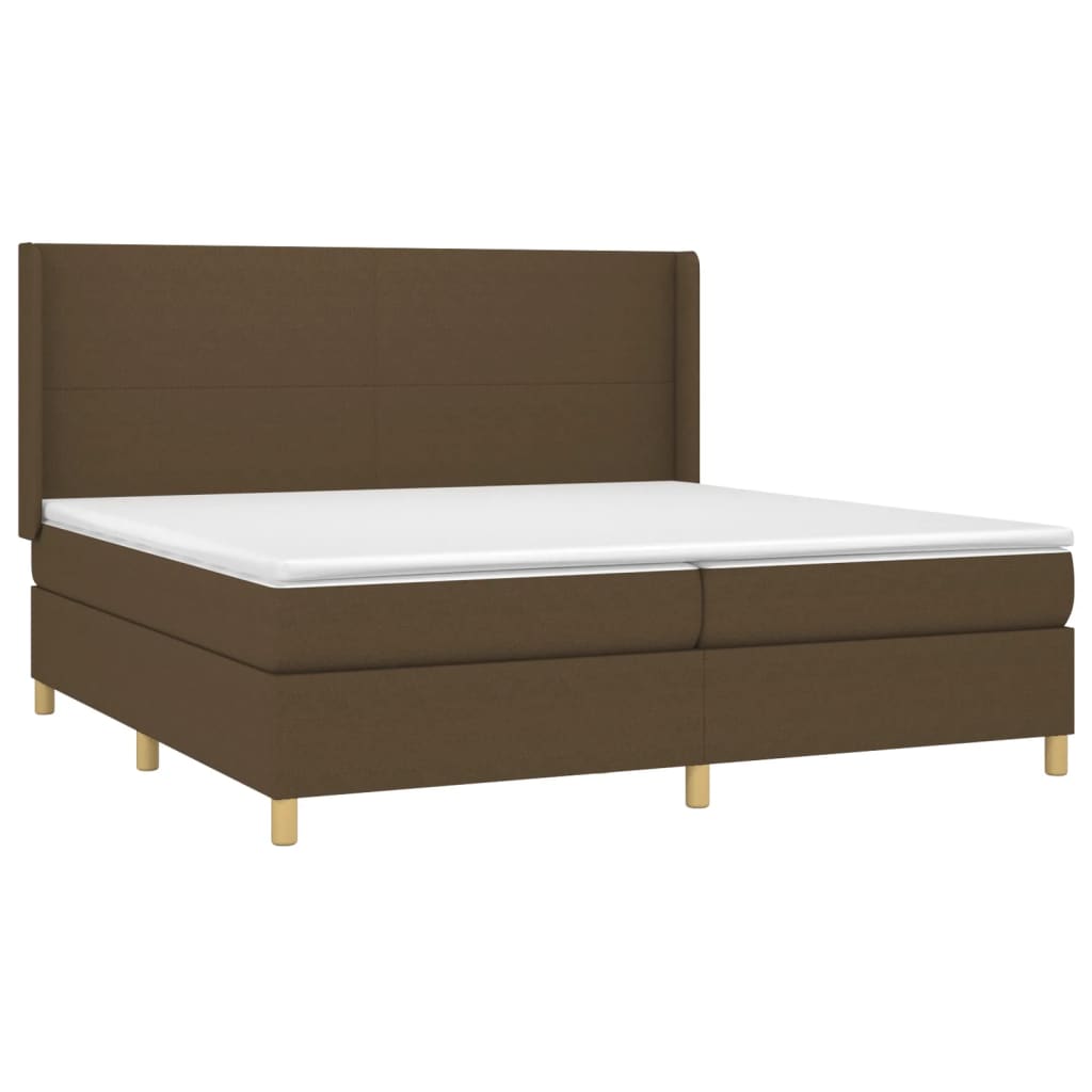 Boxspring met matras stof donkerbruin 200x200 cm is nu te koop bij PeponiXL, paradijselijk wonen!