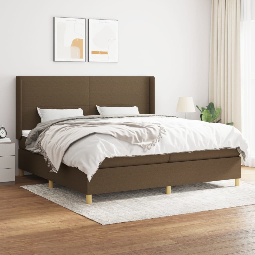 Boxspring met matras stof donkerbruin 200x200 cm is nu te koop bij PeponiXL, paradijselijk wonen!
