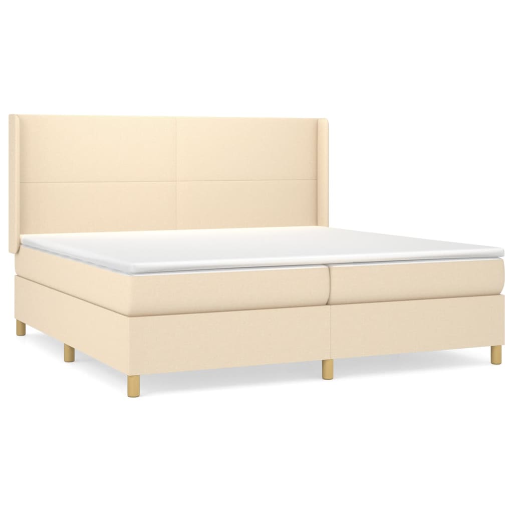 Boxspring met matras stof crèmekleurig 200x200 cm is nu te koop bij PeponiXL, paradijselijk wonen!