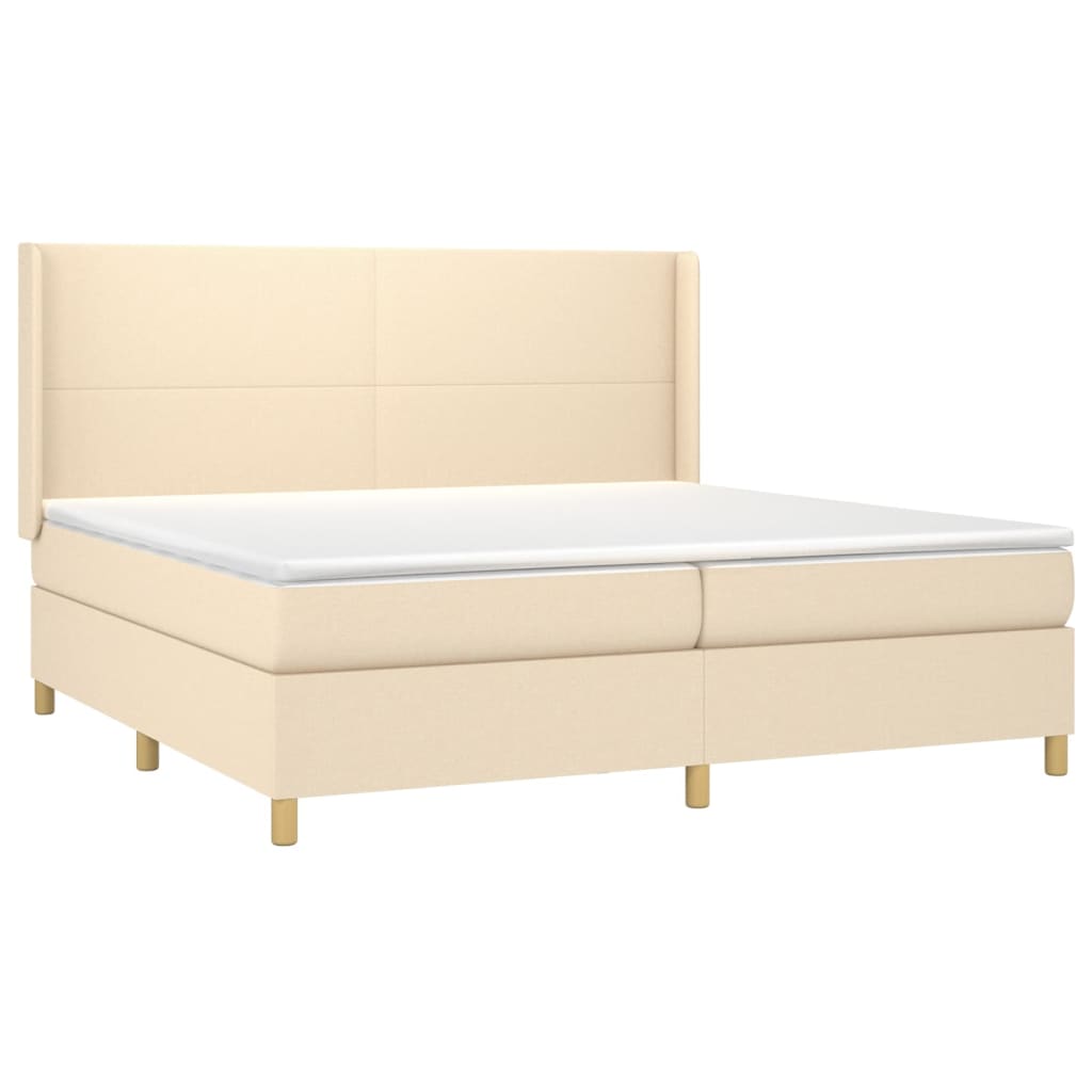 Boxspring met matras stof crèmekleurig 200x200 cm is nu te koop bij PeponiXL, paradijselijk wonen!