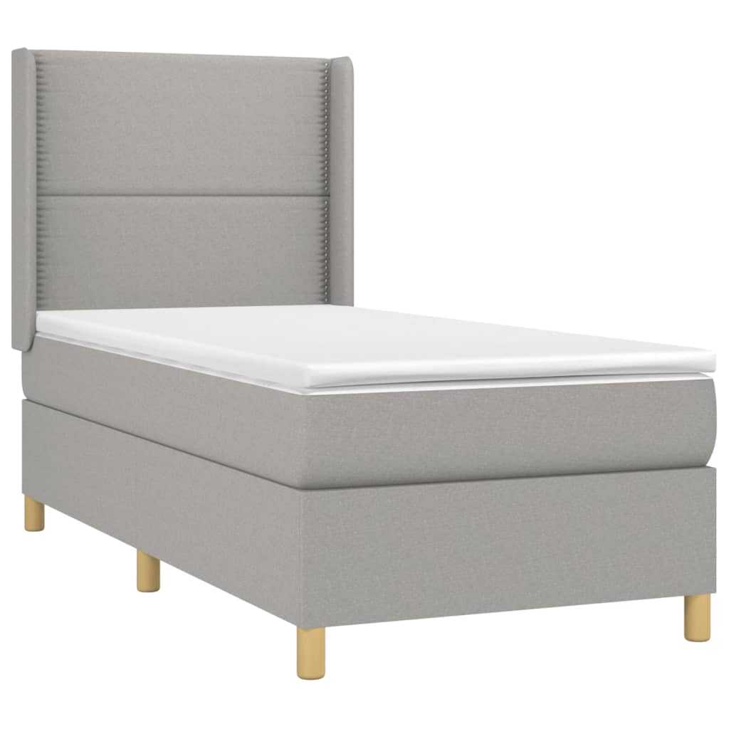 Boxspring met matras stof lichtgrijs 90x190 cm is nu te koop bij PeponiXL, paradijselijk wonen!