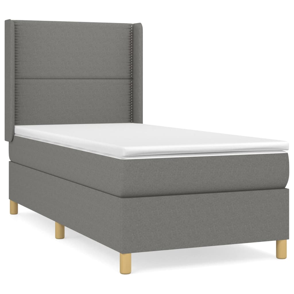 Boxspring met matras stof donkergrijs 90x190 cm is nu te koop bij PeponiXL, paradijselijk wonen!