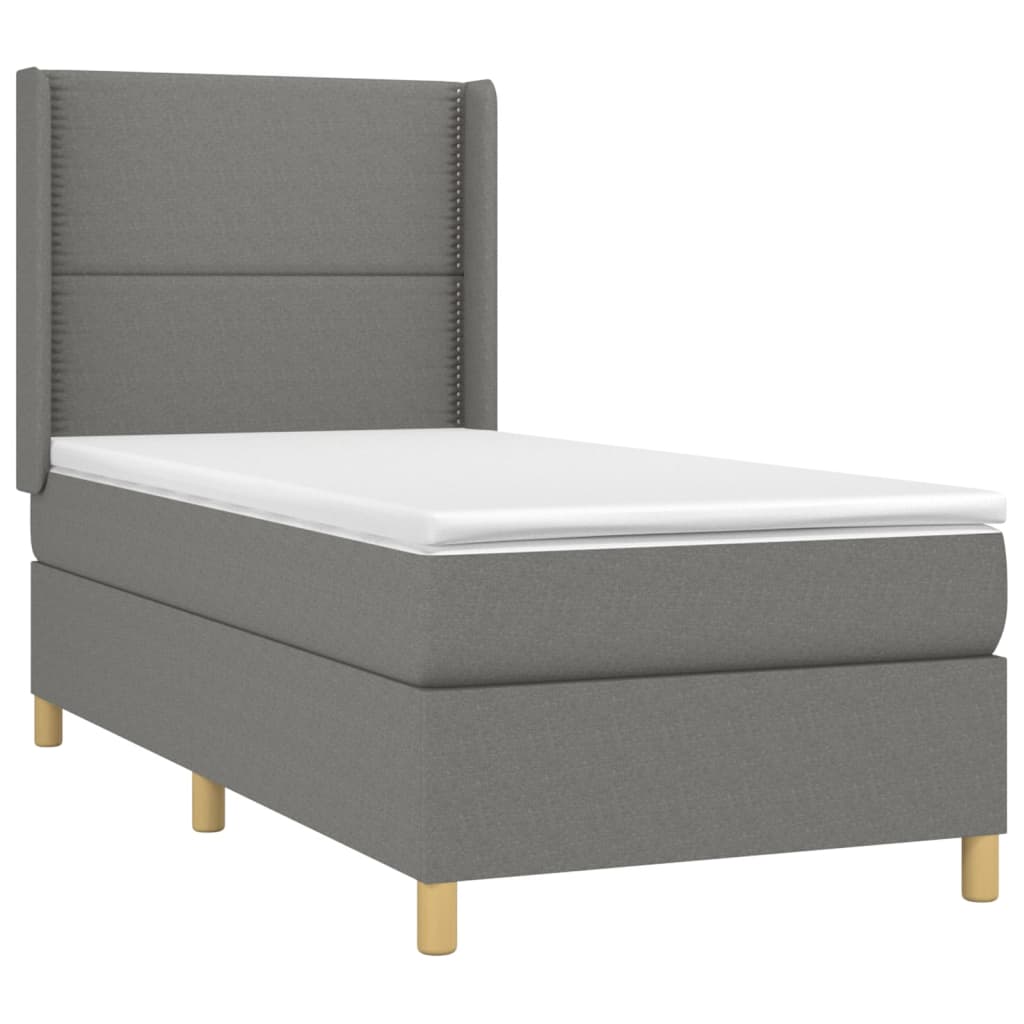 Boxspring met matras stof donkergrijs 90x190 cm is nu te koop bij PeponiXL, paradijselijk wonen!