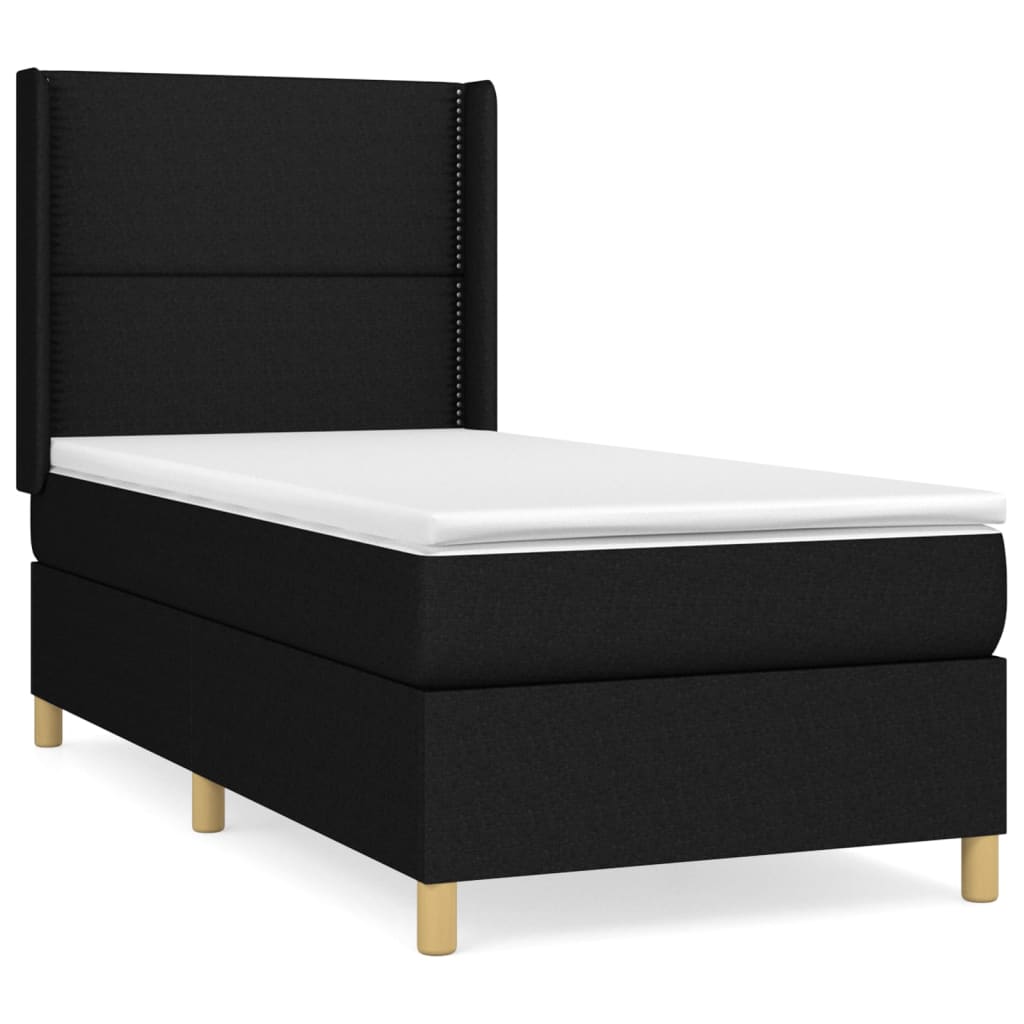 Boxspring met matras stof zwart 90x190 cm is nu te koop bij PeponiXL, paradijselijk wonen!