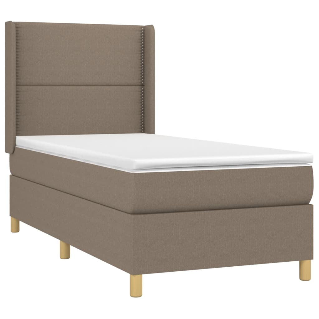 Boxspring met matras stof taupe 90x190 cm is nu te koop bij PeponiXL, paradijselijk wonen!