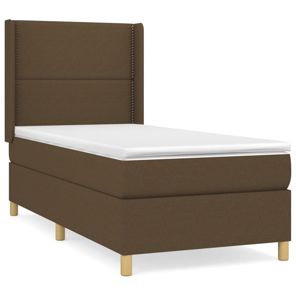 Boxspring met matras stof donkerbruin 90x200 cm is nu te koop bij PeponiXL, paradijselijk wonen!