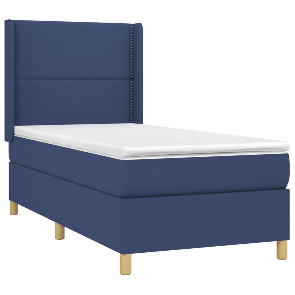 Boxspring met matras stof blauw 90x200 cm is nu te koop bij PeponiXL, paradijselijk wonen!